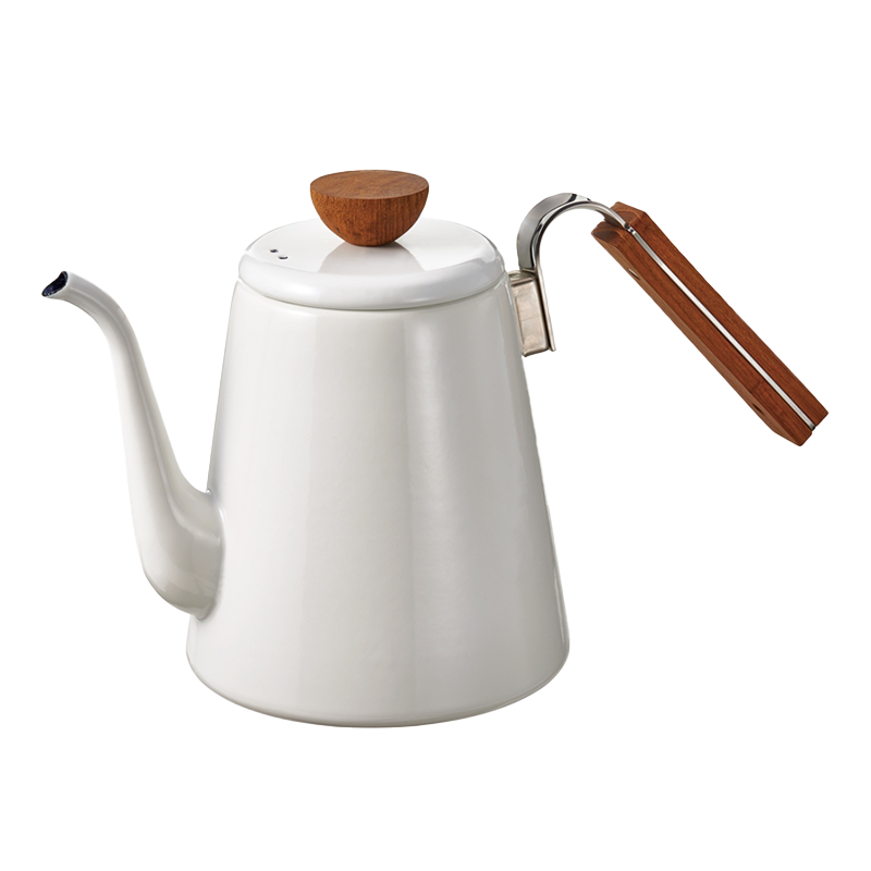 Coffee Pour Over Brewing Kettle Bona, 800mL, White Enamel