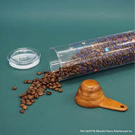 HARIO x Pac-Man crossover storage canister coffee beans spilling out