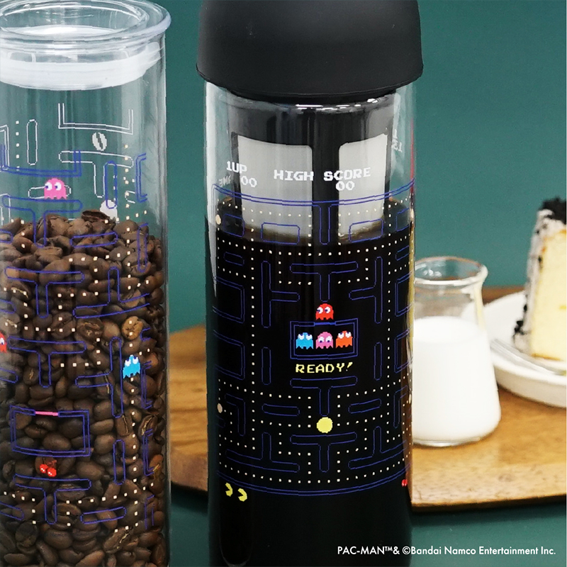 HARIO x Pac-Man crossover cold brew coffee set design close-up