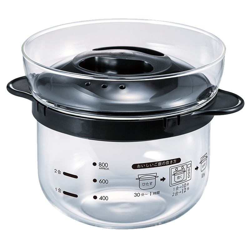 Microwave Glass Rice Cooker Black