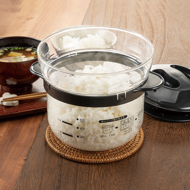 Microwave Glass Rice Cooker Black